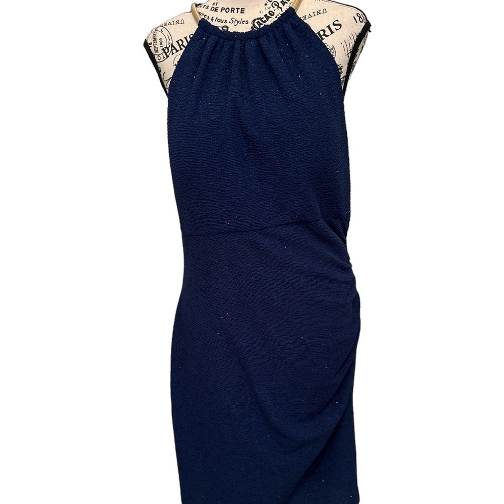 Eliza J women's navy  halter dress with gold color necklace size  size 12
